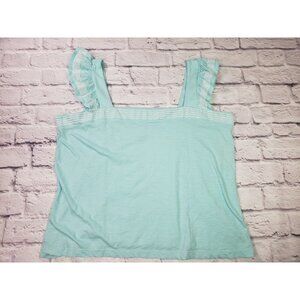 NWT St Johns Bay Womens Size PXXL Aqua Blue Tank Top Blouse Ruffles